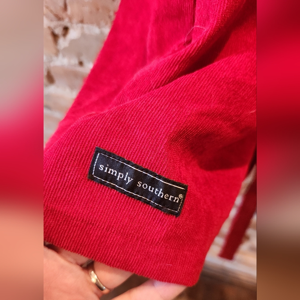 NWT, Simply Southern Red Corduroy Dress with Belt - Picture 2 of 6
